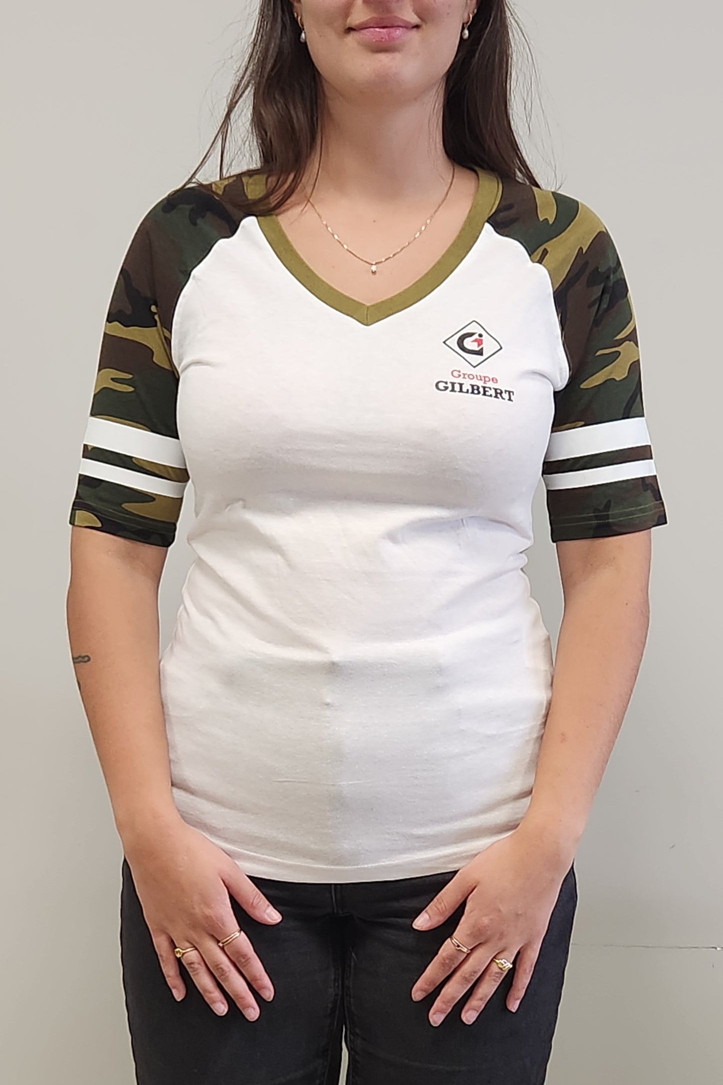 Grey and camo baseball shirt (women's)