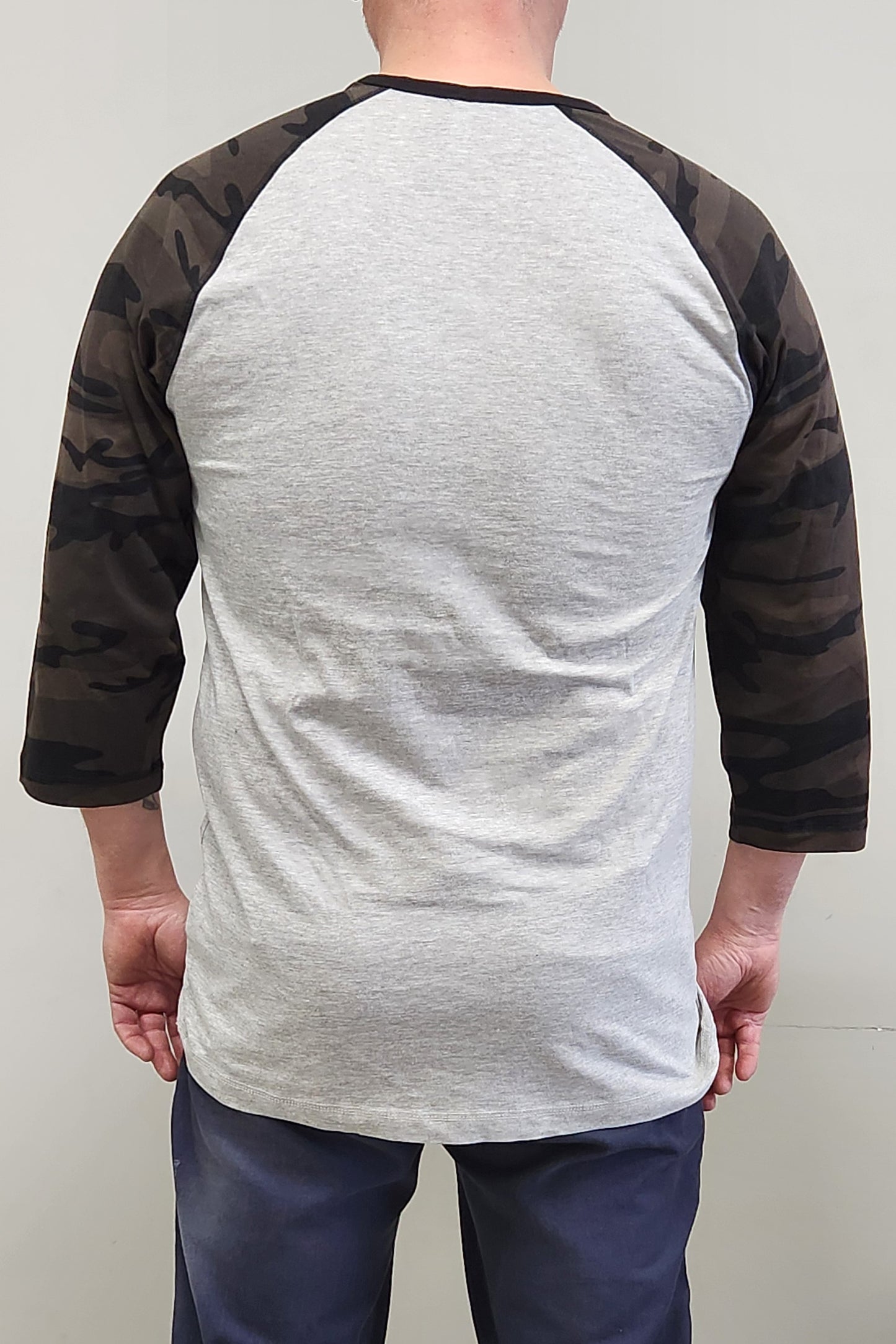 Grey and dark camo baseball shirt (men)