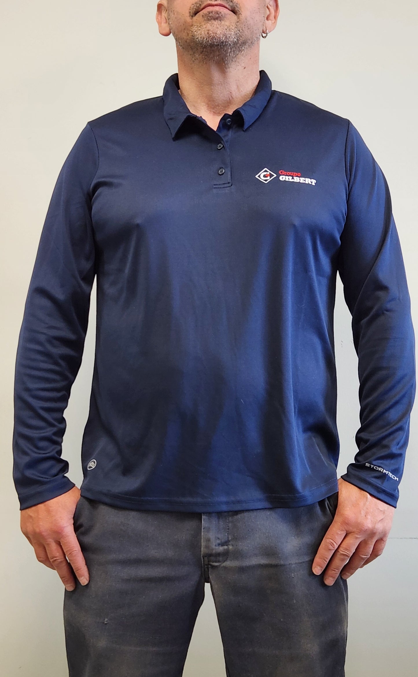 Polo à manches longues marine (homme)