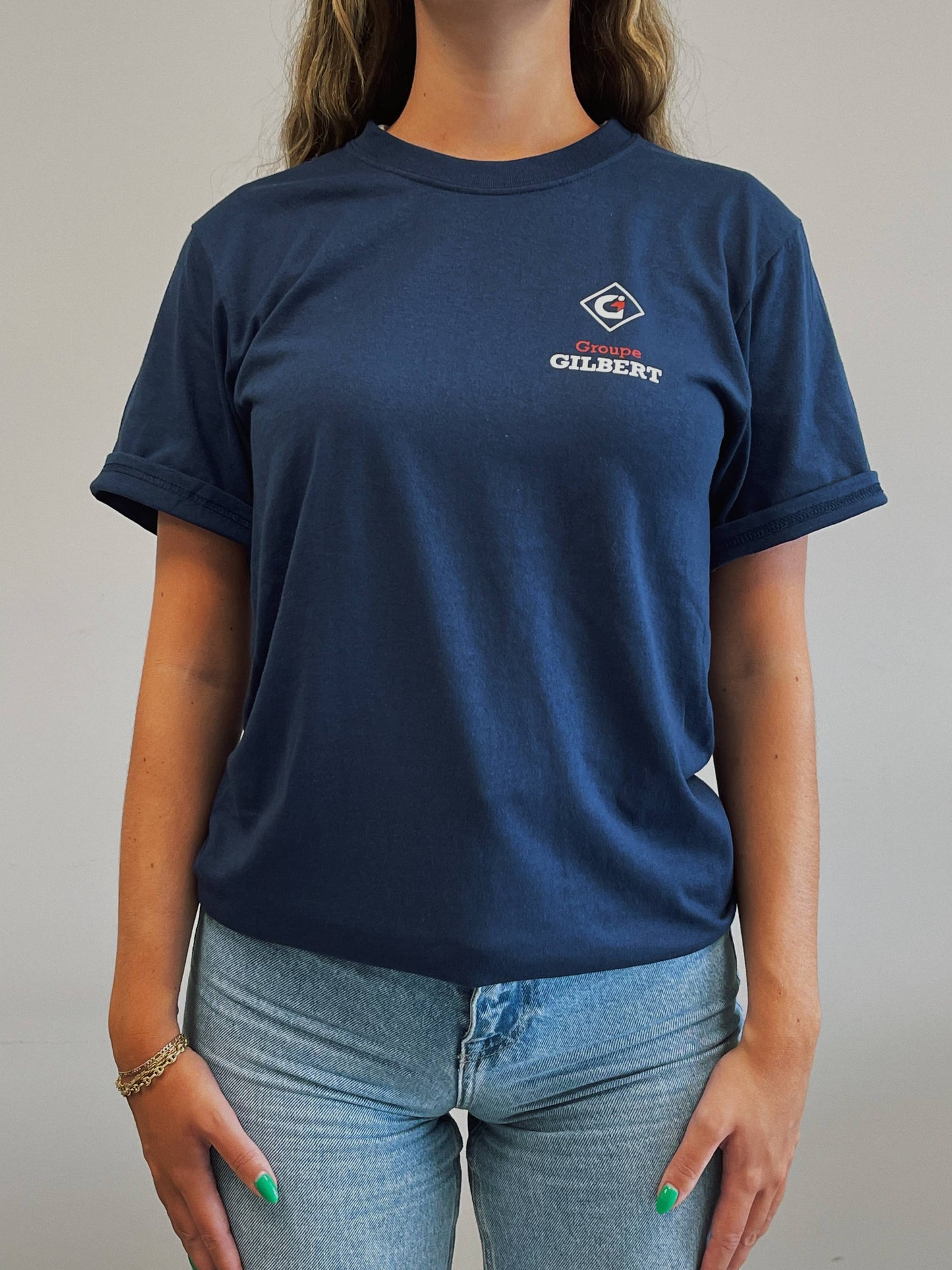 Blue short-sleeved t-shirt