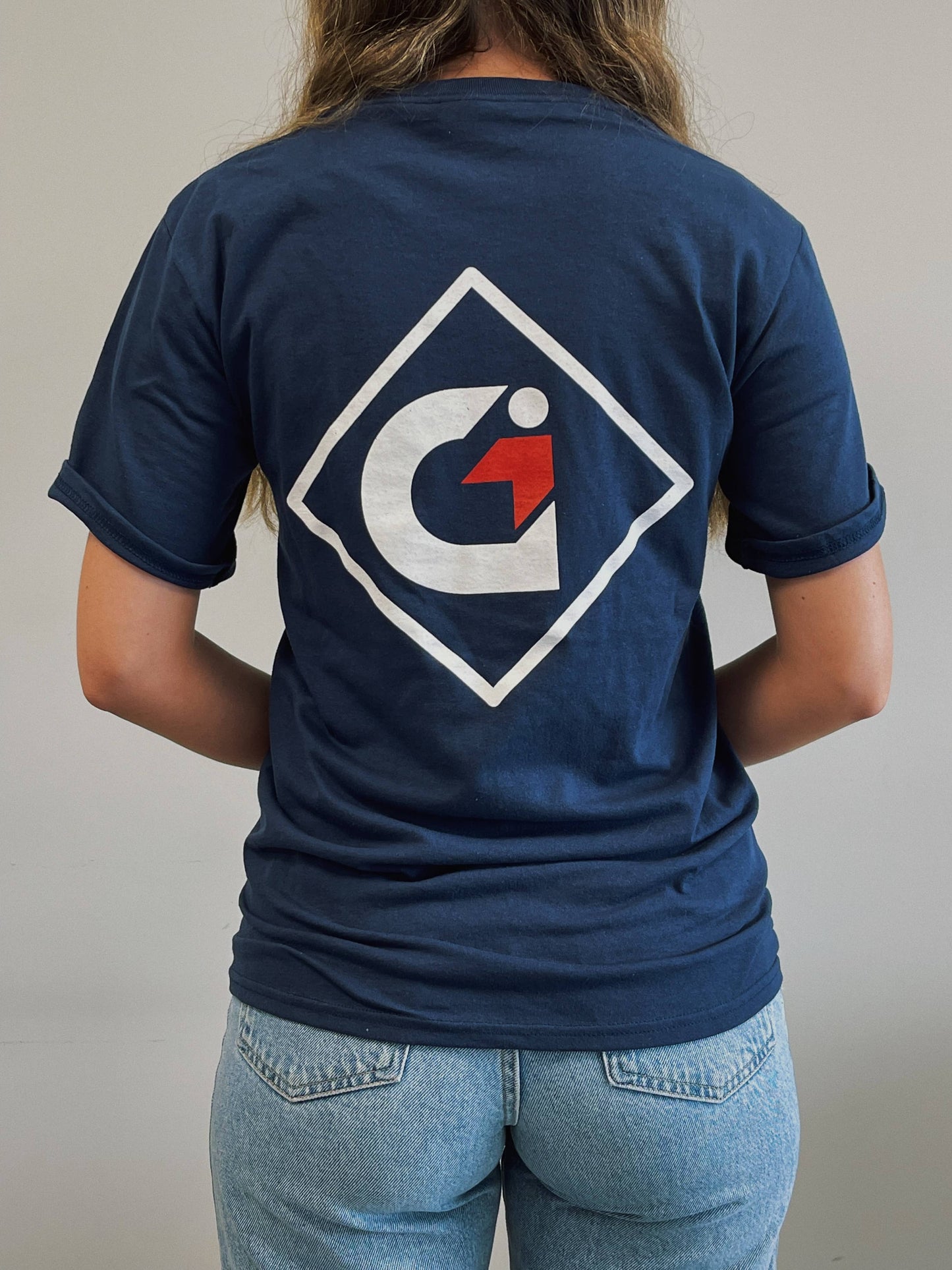 Blue short-sleeved t-shirt