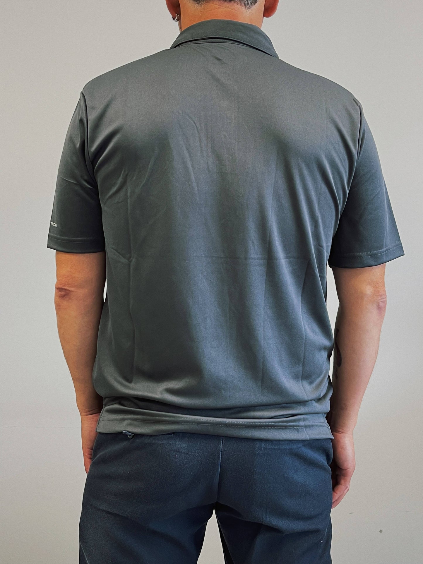 Gray short-sleeved polo shirt