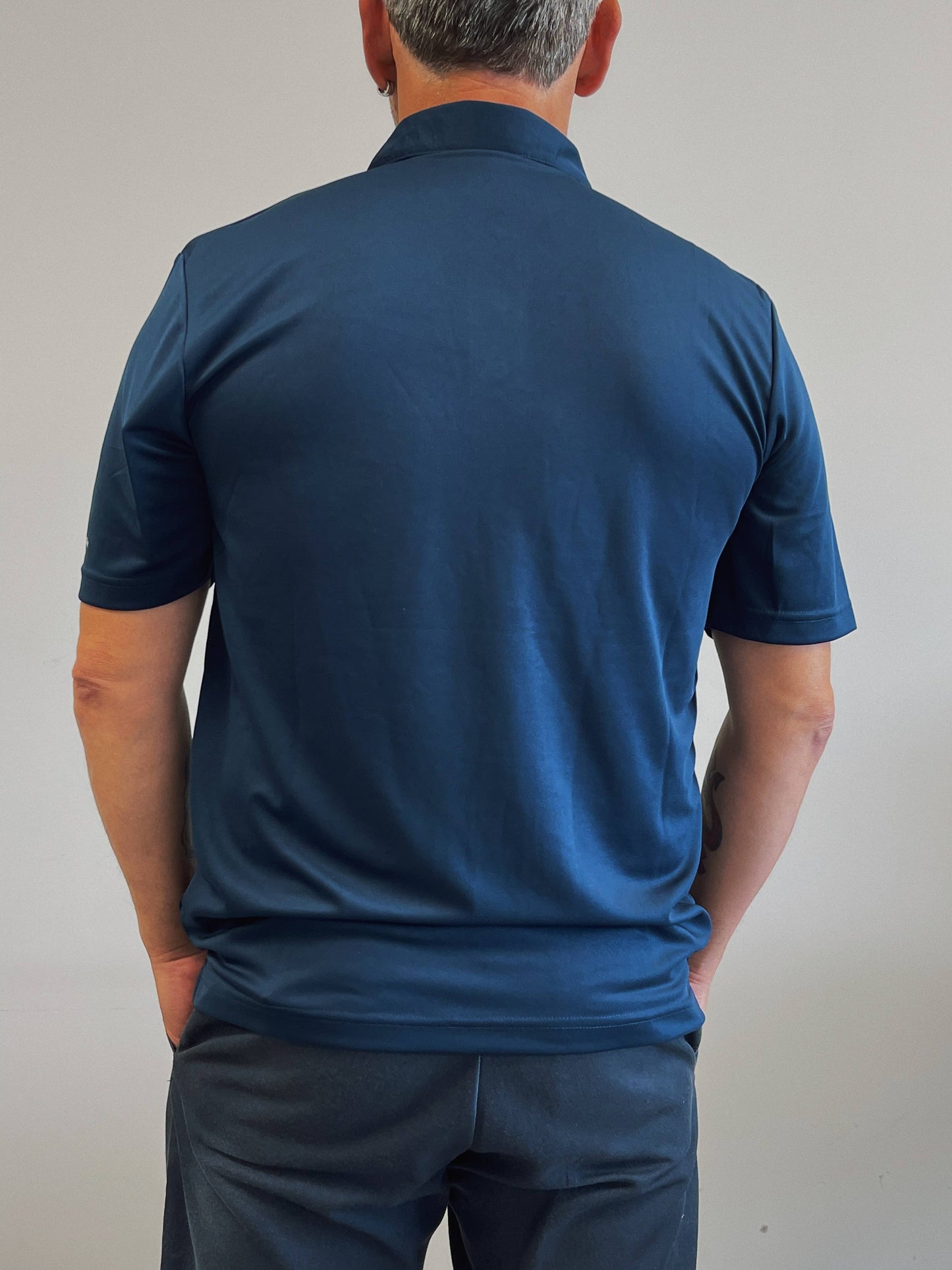 Navy short-sleeved polo shirt