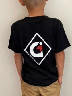 Black short-sleeved t-shirt