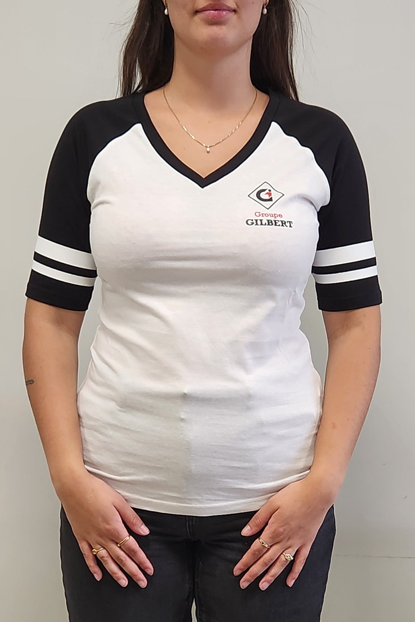 Black and white baseball shirt (women's)