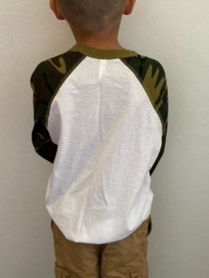 White and camo baseball sweater