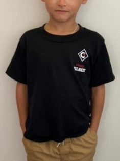 Black short-sleeved t-shirt