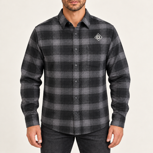 Chemise à carreaux grise (homme)