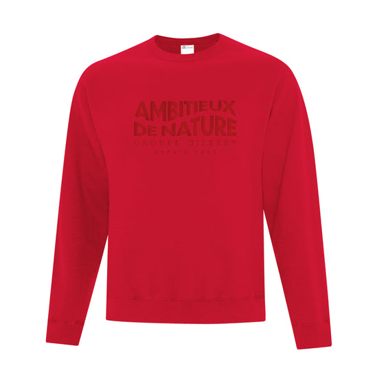 Nouveau modèle // Crewneck brodé - Rouge - Ambitieux de nature Groupe Gilbert