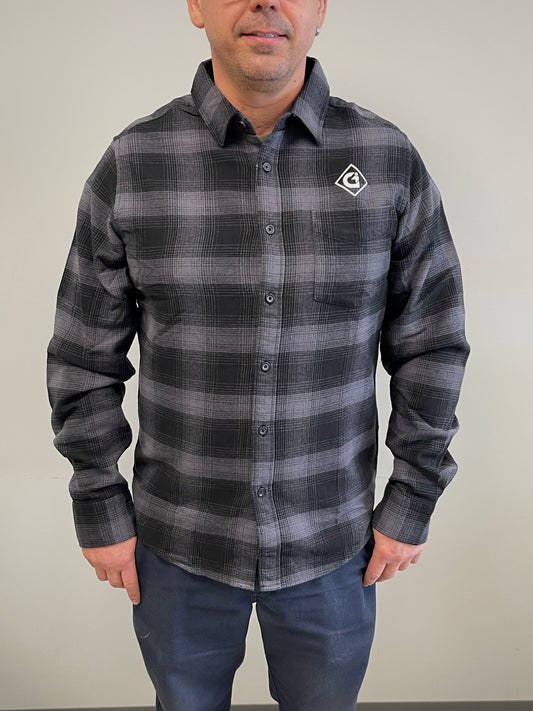 Chemise à carreaux grise (homme)